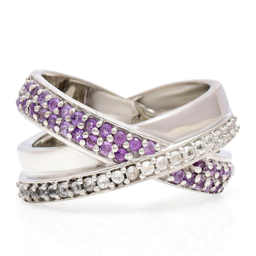 Anillo de Plata con Amatista de Marruecos y Topacio Blanco 1 