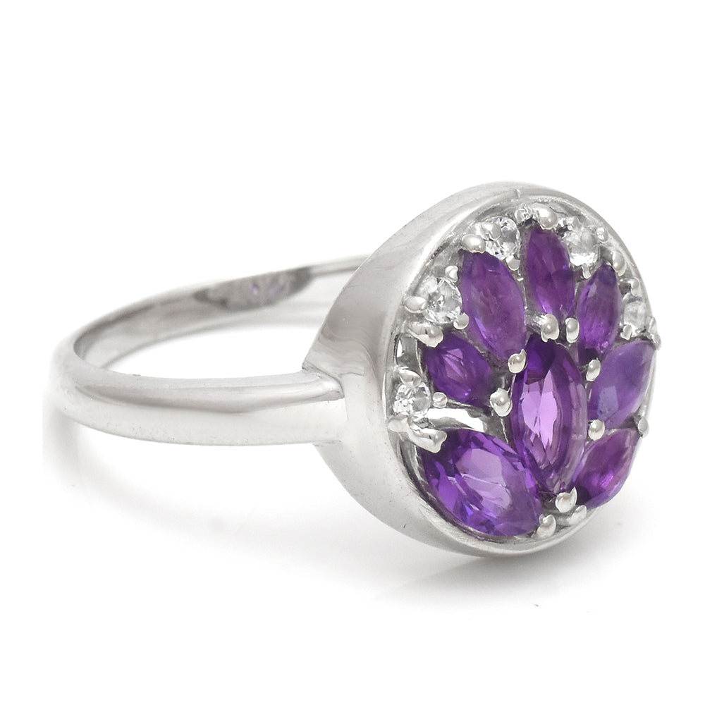 Anillo de Plata con Amatista de Marruecos y Topacio Blanco 3 