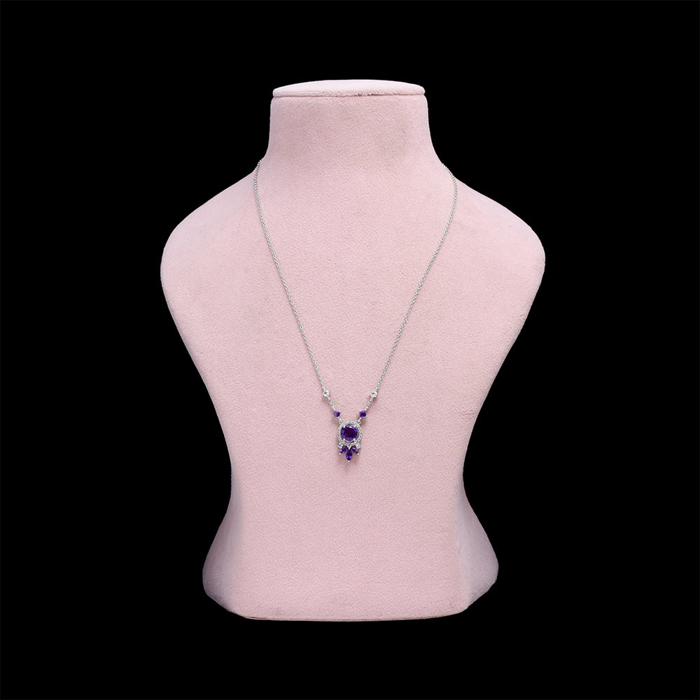 Collar de Plata con Amatista de Marruecos y Topacio Blanco 1 