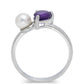 Anillo de Plata con Amatista de Marruecos y Perla blanca de agua dulce