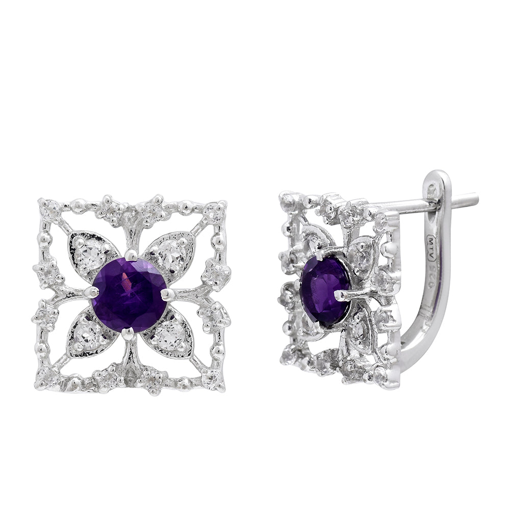 Pendientes de Plata con Amatista de Marruecos y Topacio Blanco 4 