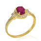 Anillo de Plata Bañada en Oro con Rubí de Madagascar y Topacio Blanco