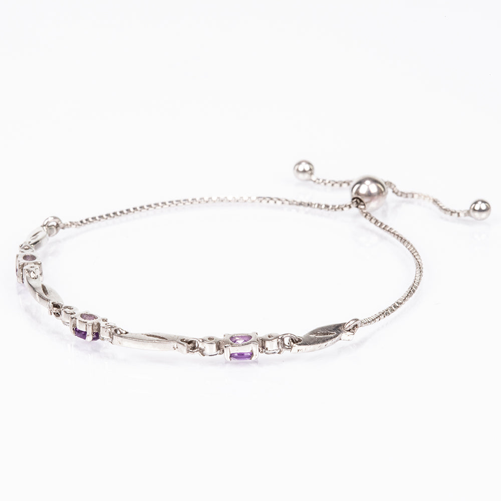 Pulsera de Plata con Amatista de Marruecos y Topacio Blanco 4 
