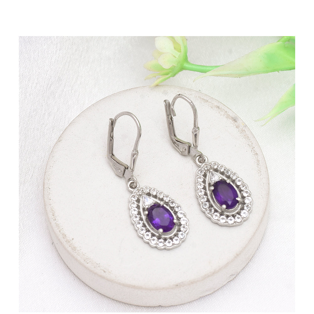 Pendientes de Plata con Amatista de Marruecos y Topacio Blanco 1 