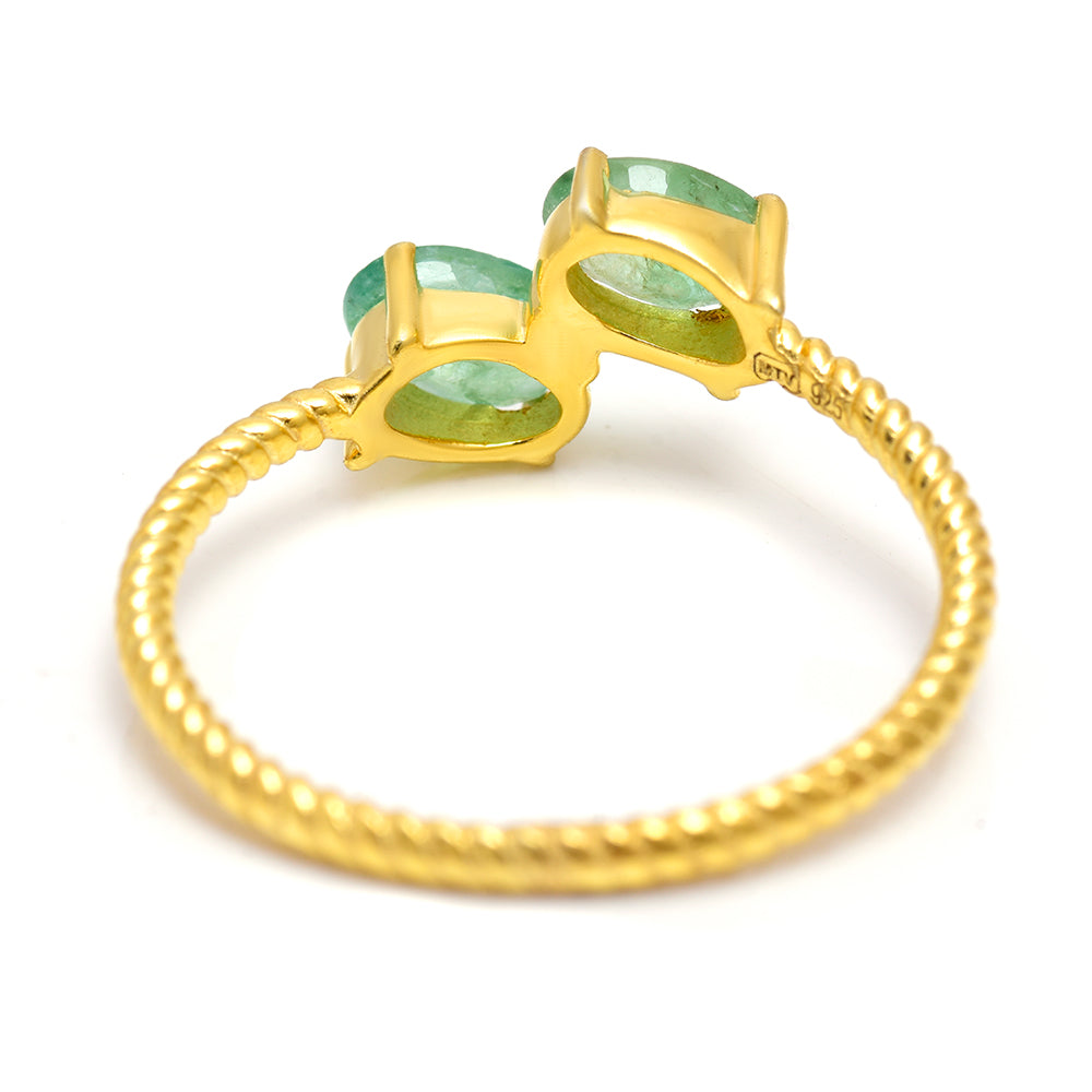 Anillo de Plata Bañada en Oro con Esmeralda de Brasil 2 