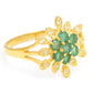 Anillo de Plata Bañada en Oro con Esmeralda de Brasil y Topacio Blanco