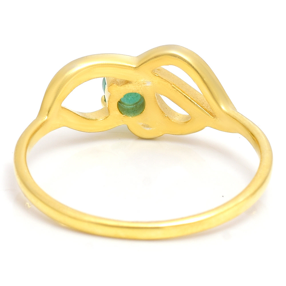 Anillo de Plata Bañada en Oro con Esmeralda de Brasil