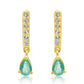 Pendientes de Plata Bañada en Oro con Esmeralda de Brasil y Topacio Blanco
