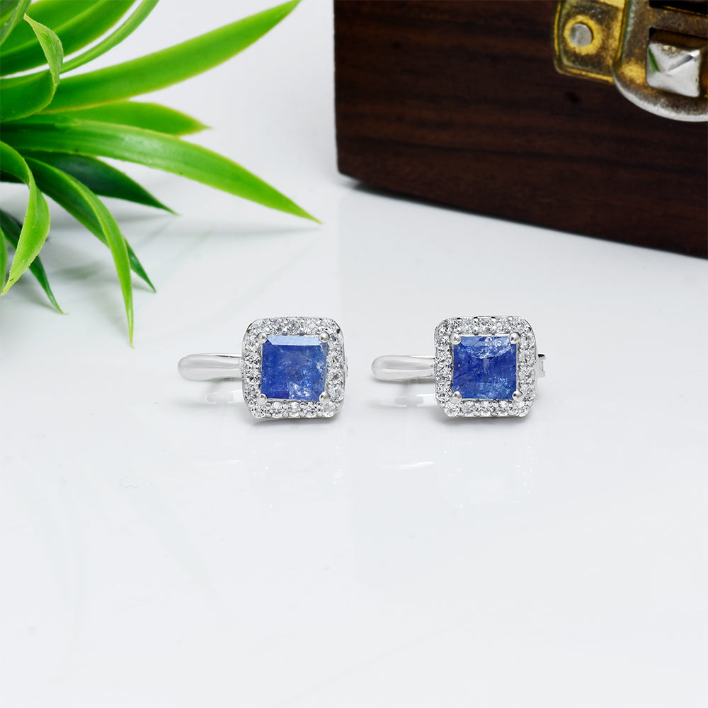 Pendientes de Plata con Tanzanita AAA y Topacio Blanco 1 