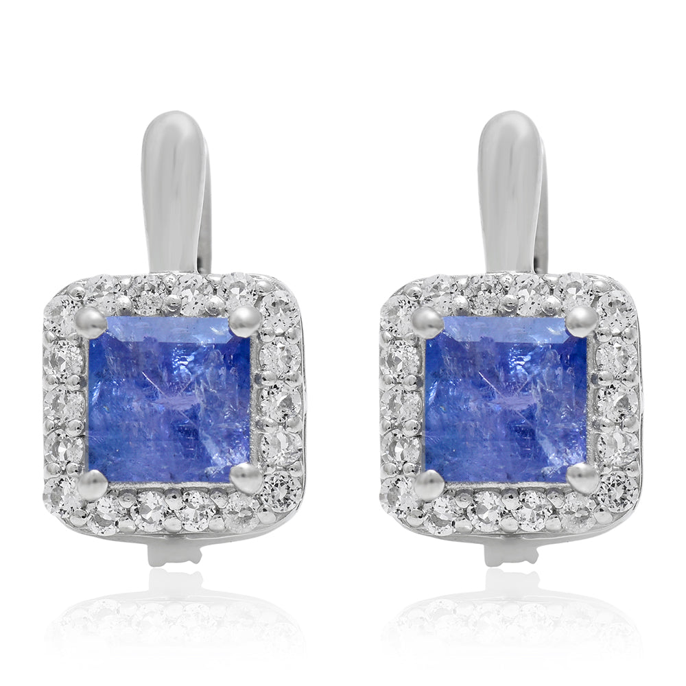 Pendientes de Plata con Tanzanita AAA y Topacio Blanco