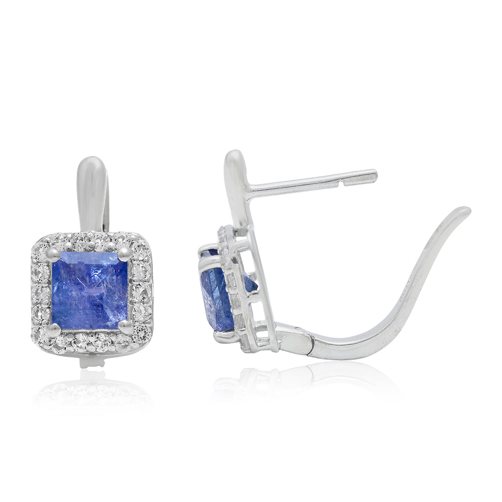 Pendientes de Plata con Tanzanita AAA y Topacio Blanco 2 