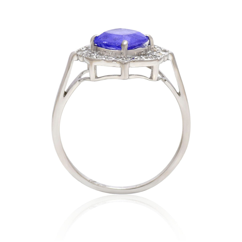 Anillo de Plata con Tanzanita AAA y Topacio Blanco 4 