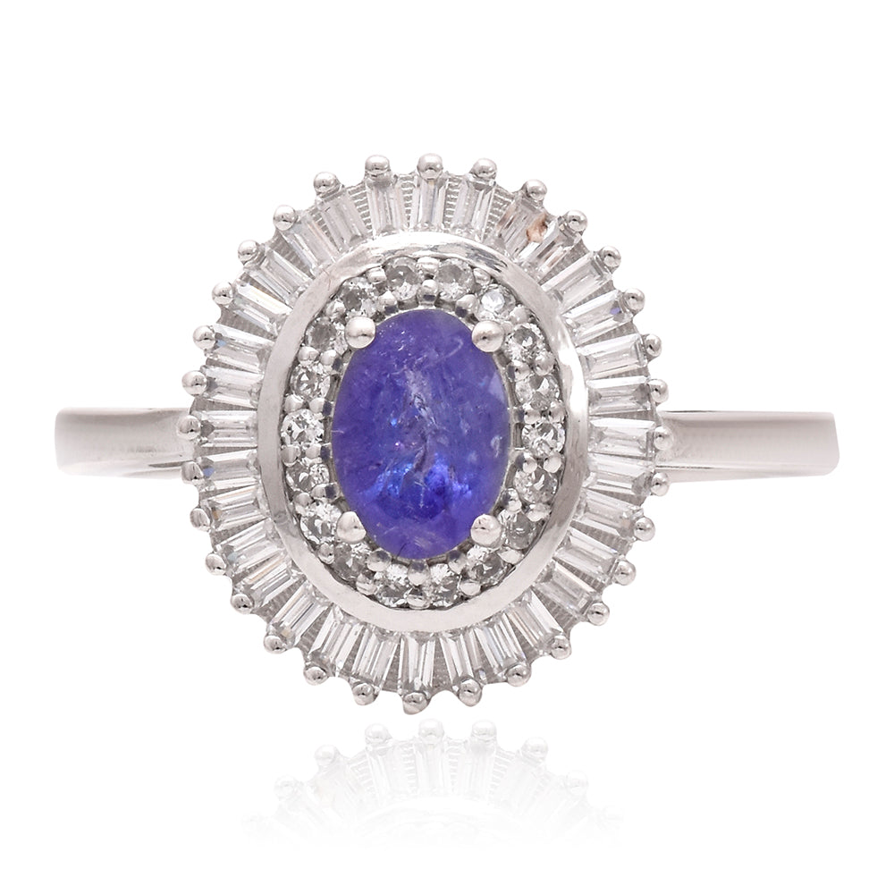 Anillo de Plata con Tanzanita AAA y Topacio Blanco 3 