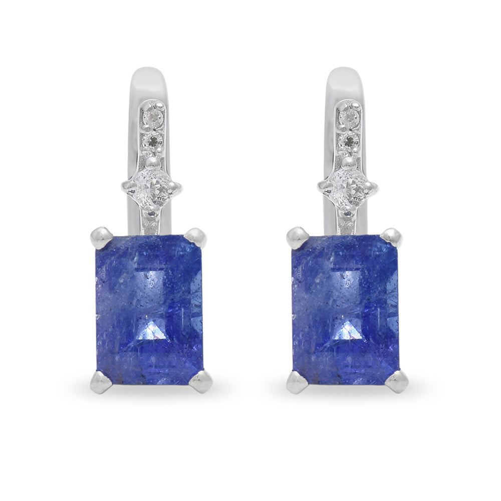Pendientes de Plata con Tanzanita AAA y Topacio Blanco