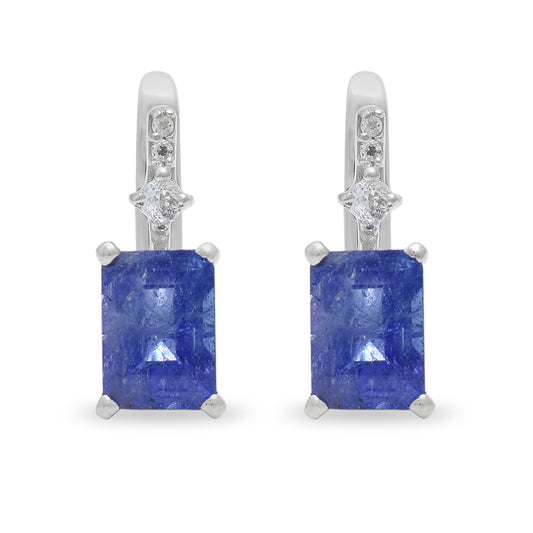 Pendientes de Plata con Tanzanita AAA y Topacio Blanco