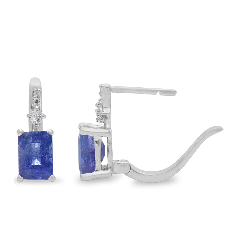 Pendientes de Plata con Tanzanita AAA y Topacio Blanco 4 
