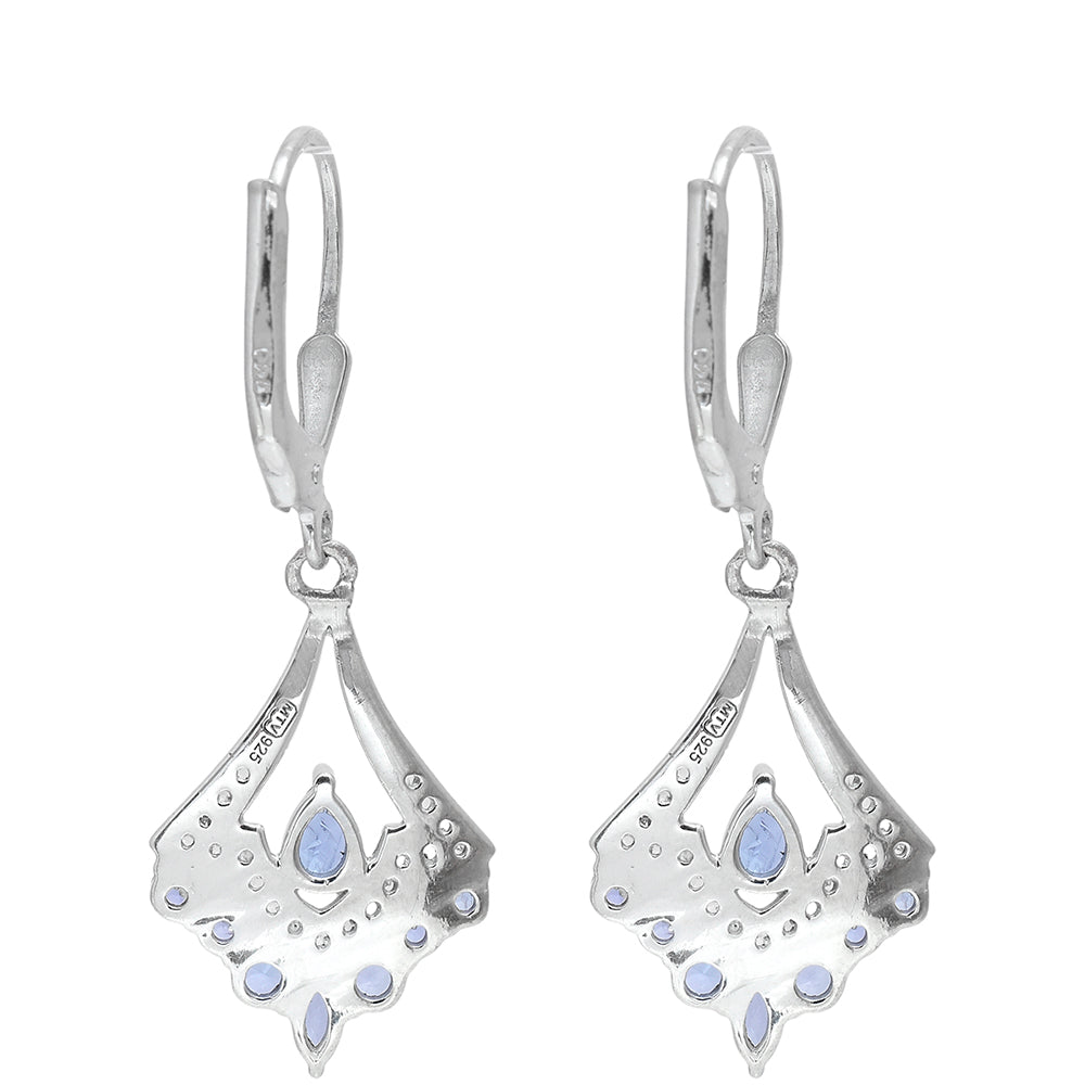 Pendientes de Plata con Tanzanita AAA y Topacio Blanco 2 