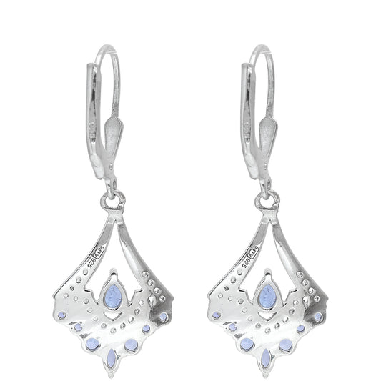 Pendientes de Plata con Tanzanita AAA y Topacio Blanco