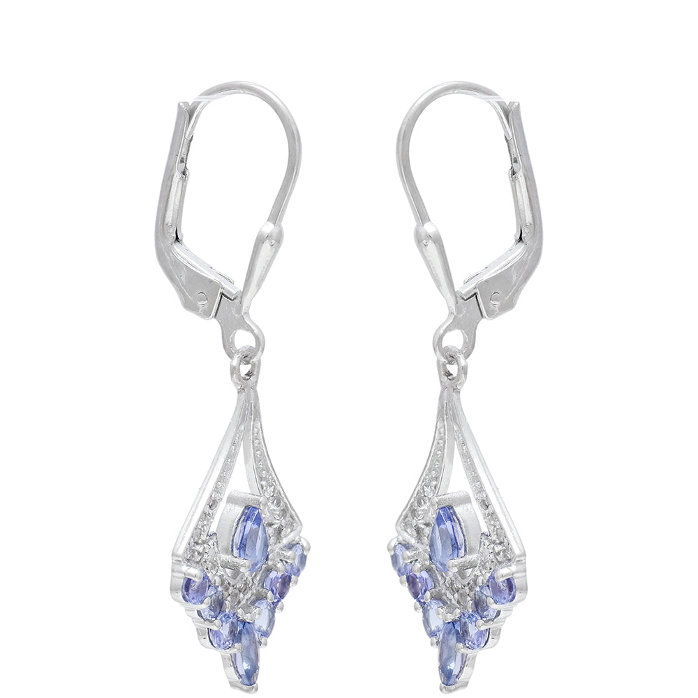 Pendientes de Plata con Tanzanita AAA y Topacio Blanco 3 
