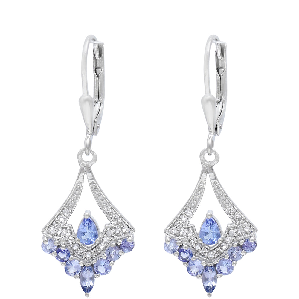 Pendientes de Plata con Tanzanita AAA y Topacio Blanco