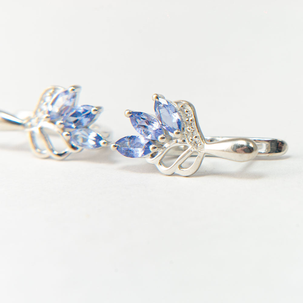 Pendientes de Plata con Tanzanita AAA y Topacio Blanco