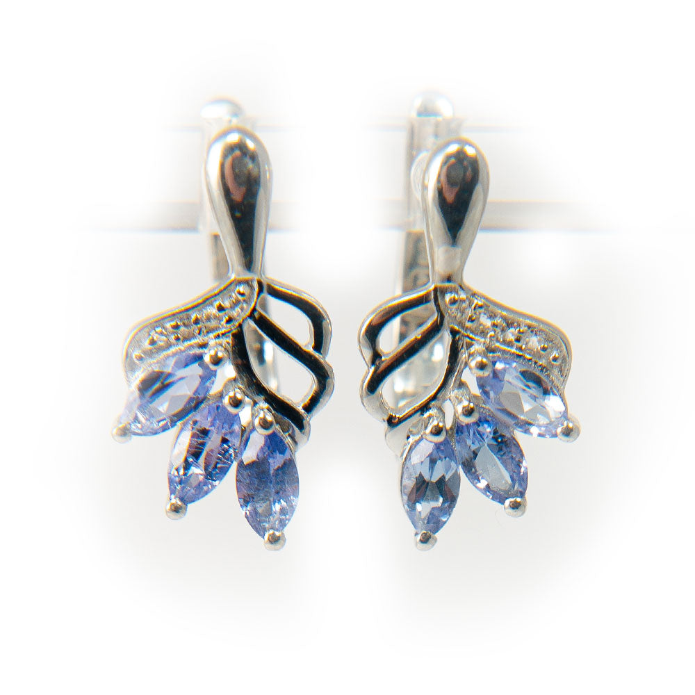 Pendientes de Plata con Tanzanita AAA y Topacio Blanco 1 