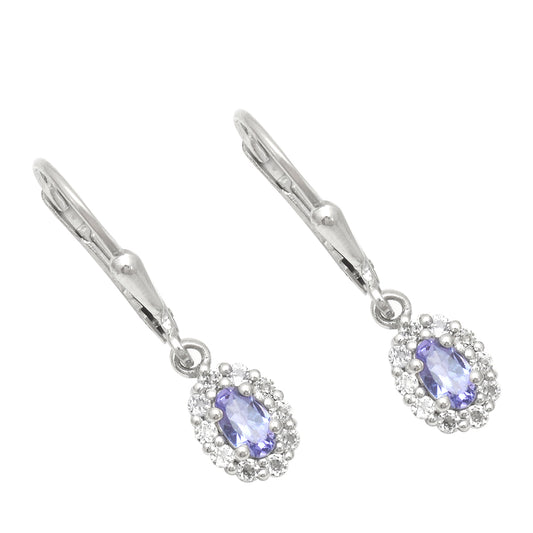 Pendientes de Plata con Tanzanita AAA y Topacio Blanco