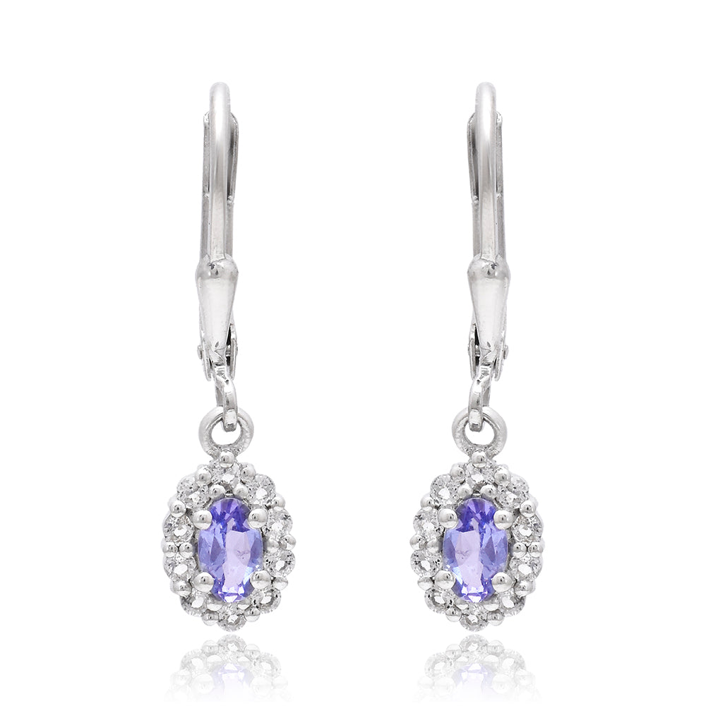 Pendientes de Plata con Tanzanita AAA y Topacio Blanco 2 