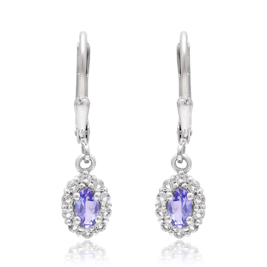 Pendientes de Plata con Tanzanita AAA y Topacio Blanco