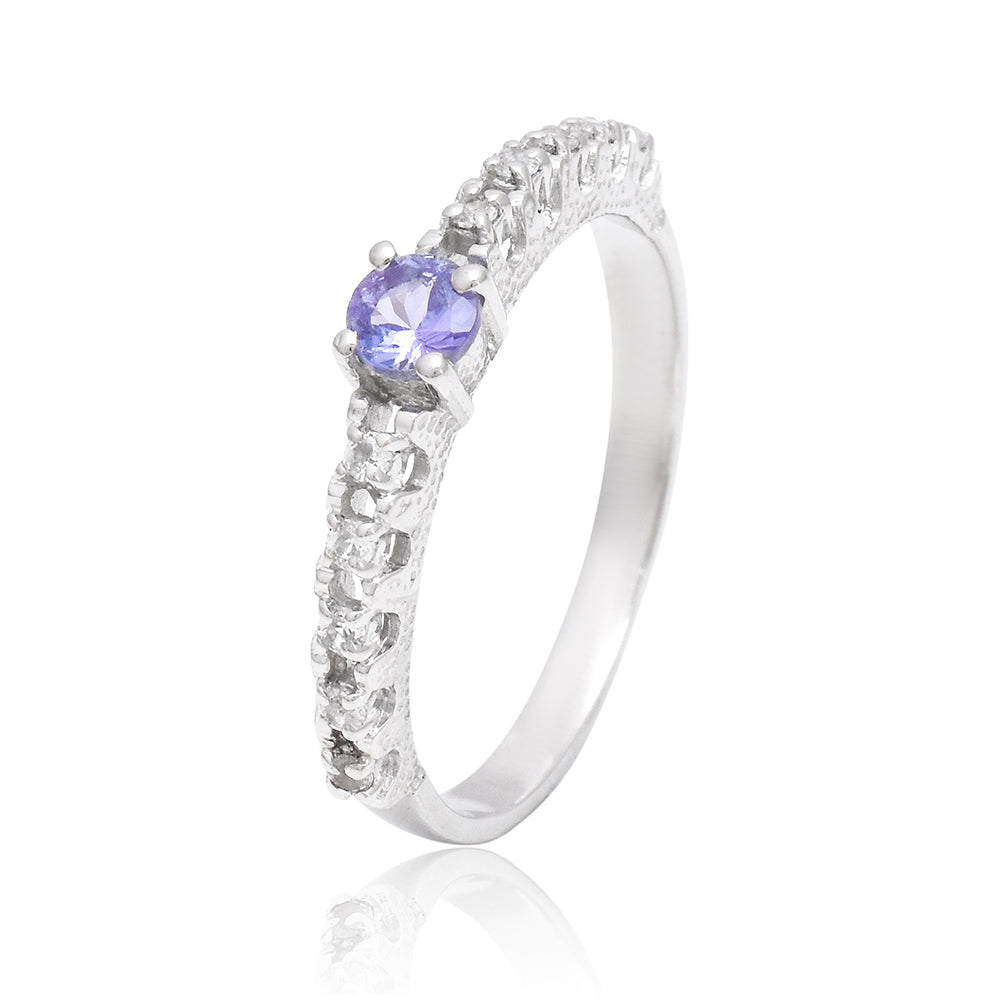 Anillo de Plata con Tanzanita AAA y Topacio Blanco 1 