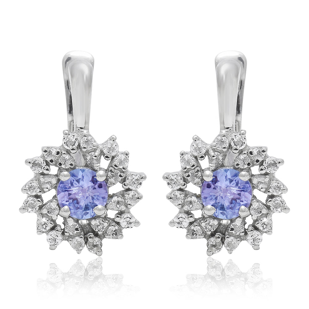 Pendientes de Plata con Tanzanita AAA y Topacio Blanco