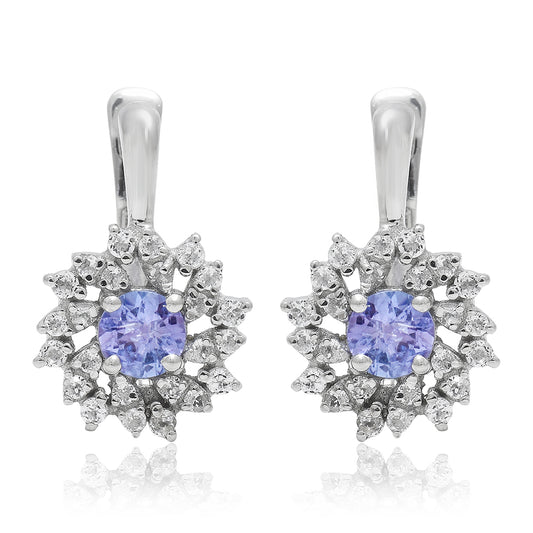 Pendientes de Plata con Tanzanita AAA y Topacio Blanco