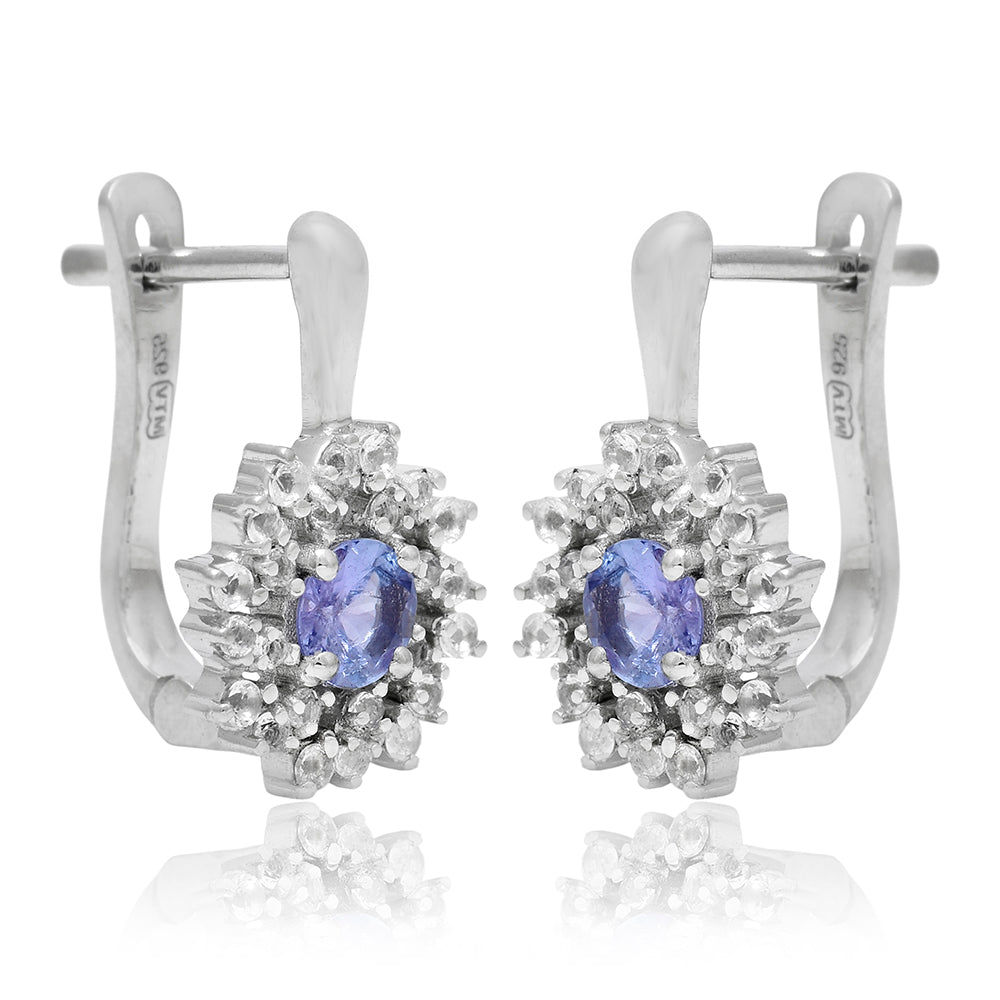 Pendientes de Plata con Tanzanita AAA y Topacio Blanco