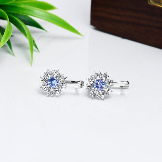 Pendientes de Plata con Tanzanita AAA y Topacio Blanco