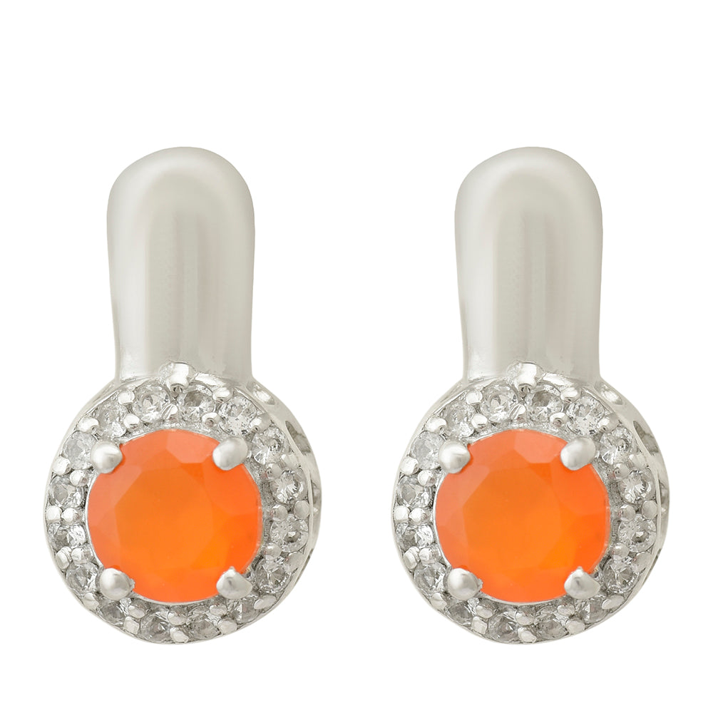 Pendientes de Plata con Ágata Roja y Topacio Blanco