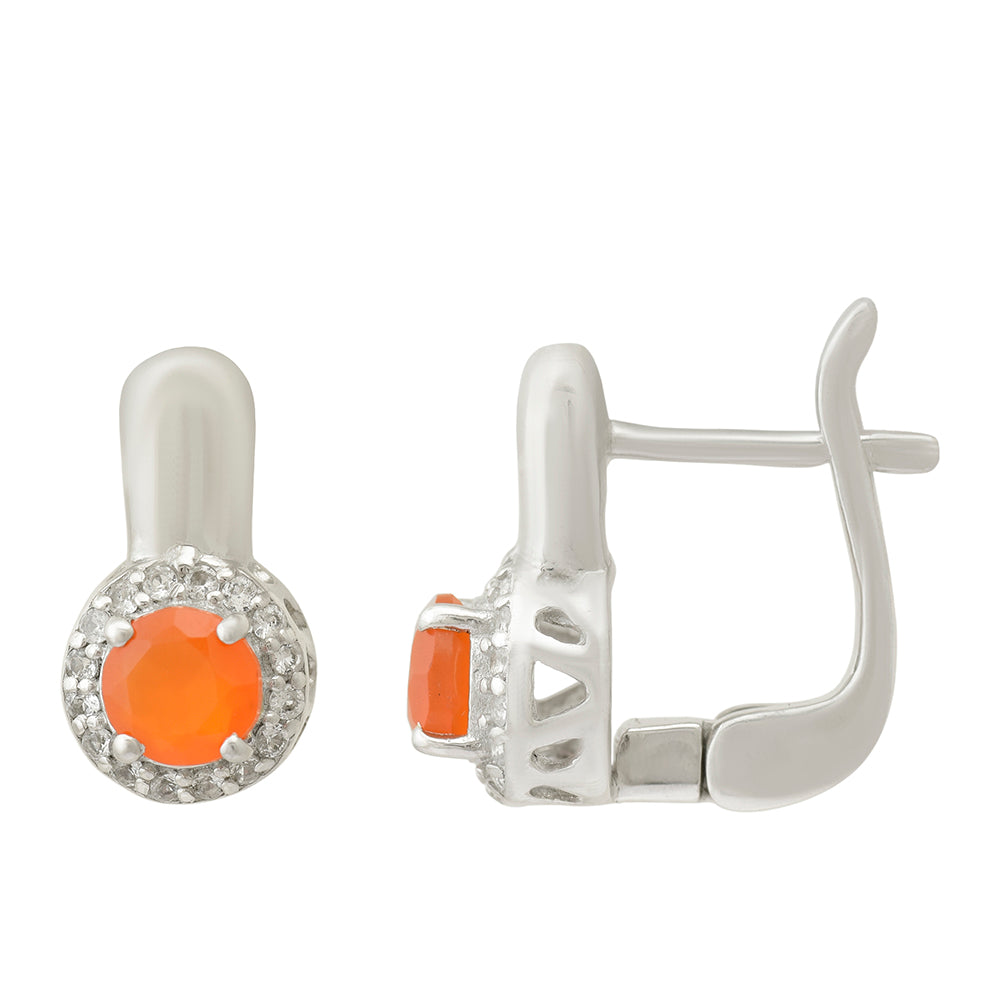 Pendientes de Plata con Ágata Roja y Topacio Blanco