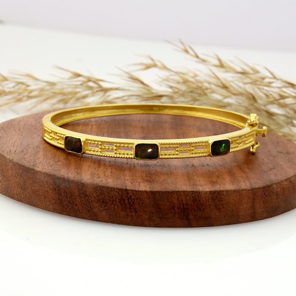 Pulsera de Plata Bañada en Oro con Ópalo Etíope de Lega Dembi 4 