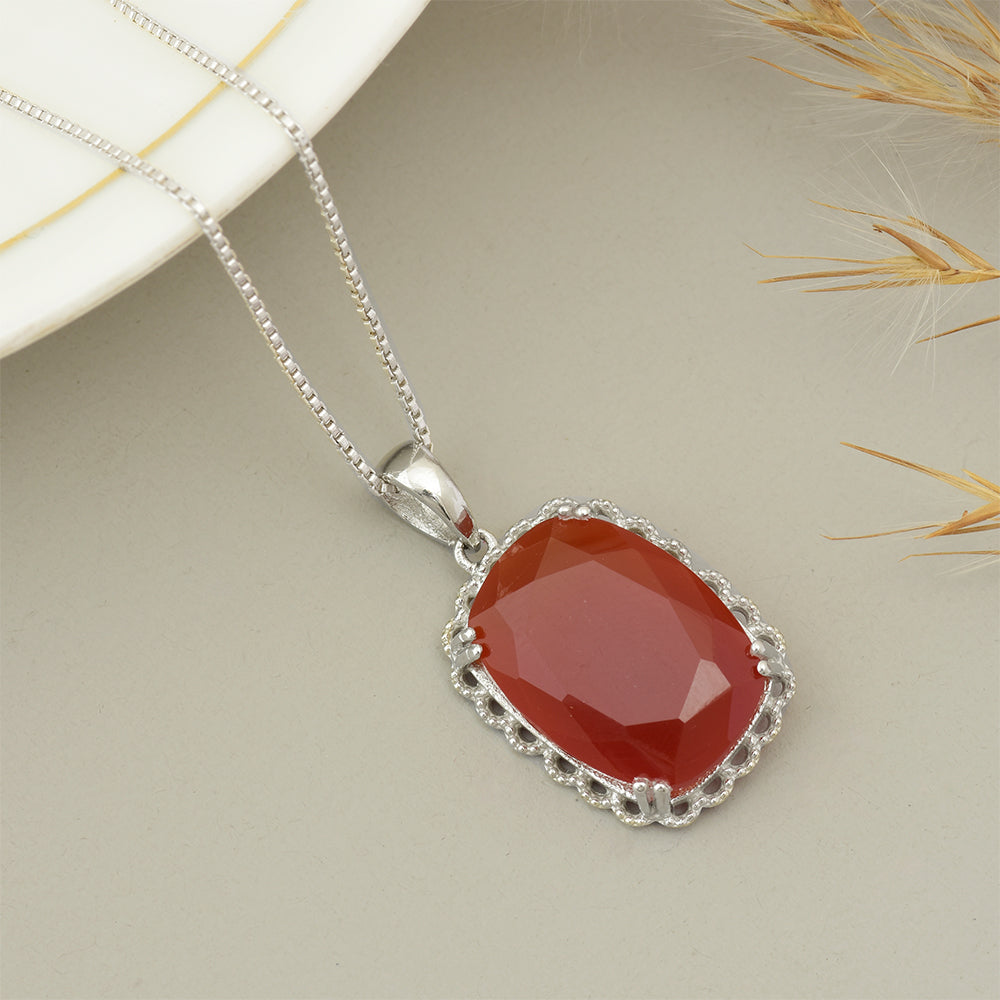 Colgante de Plata con Ágata Roja y Topacio Blanco 1 