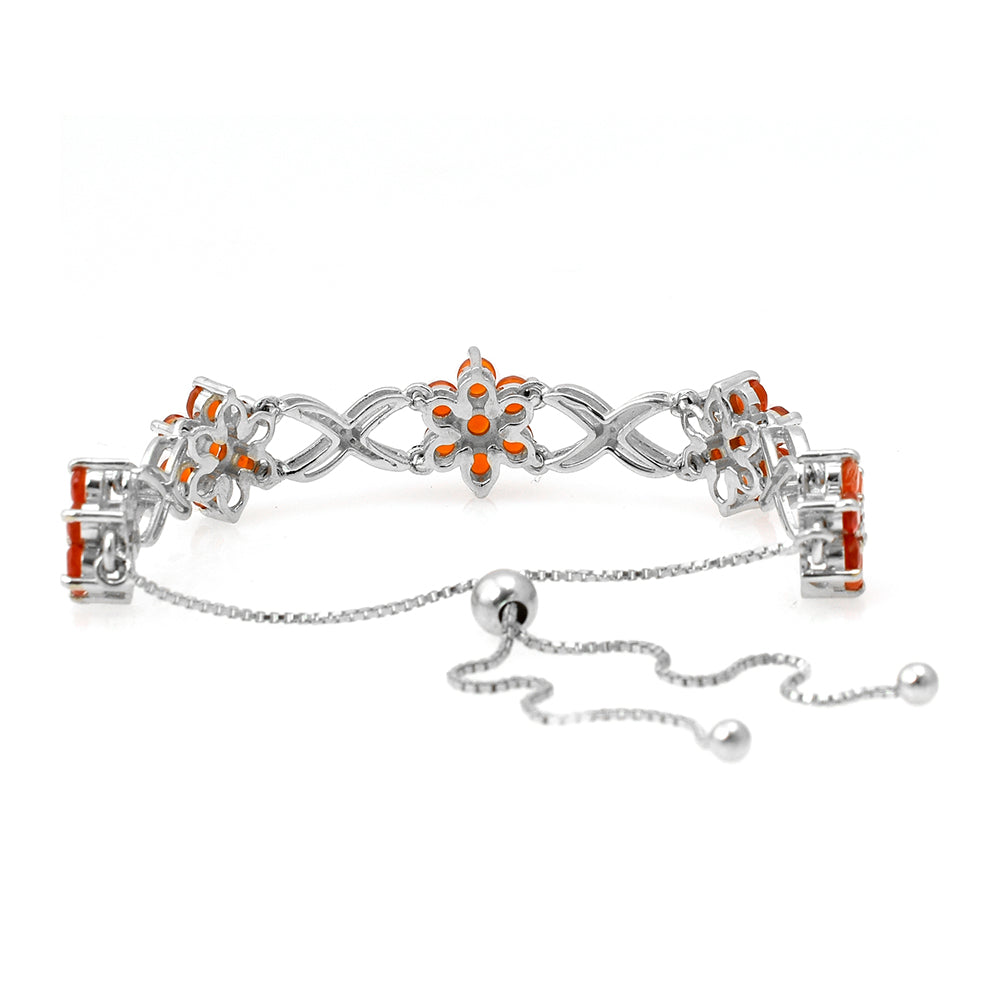 Pulsera de Plata con Ágata Roja y Topacio Blanco