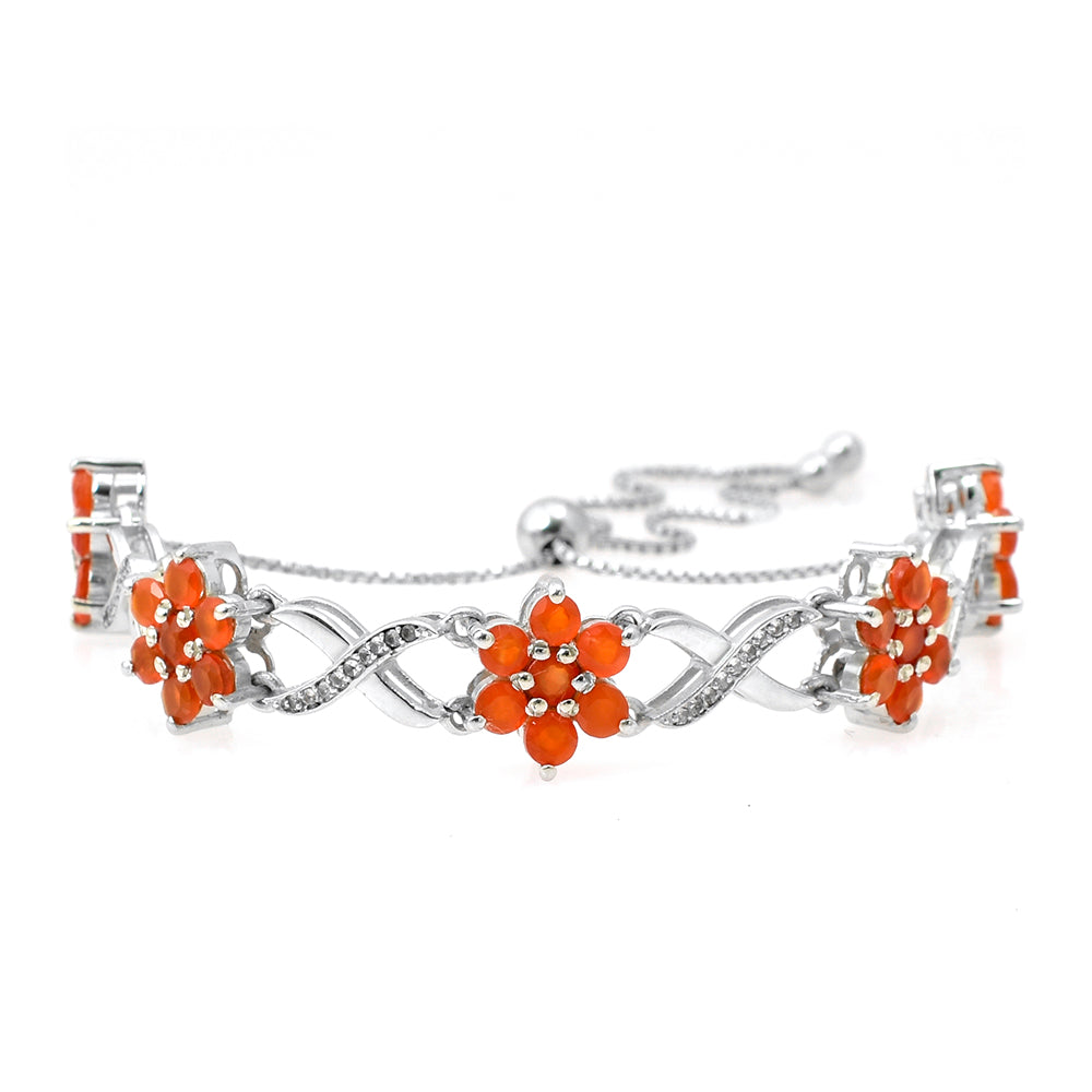 Pulsera de Plata con Ágata Roja y Topacio Blanco 1 