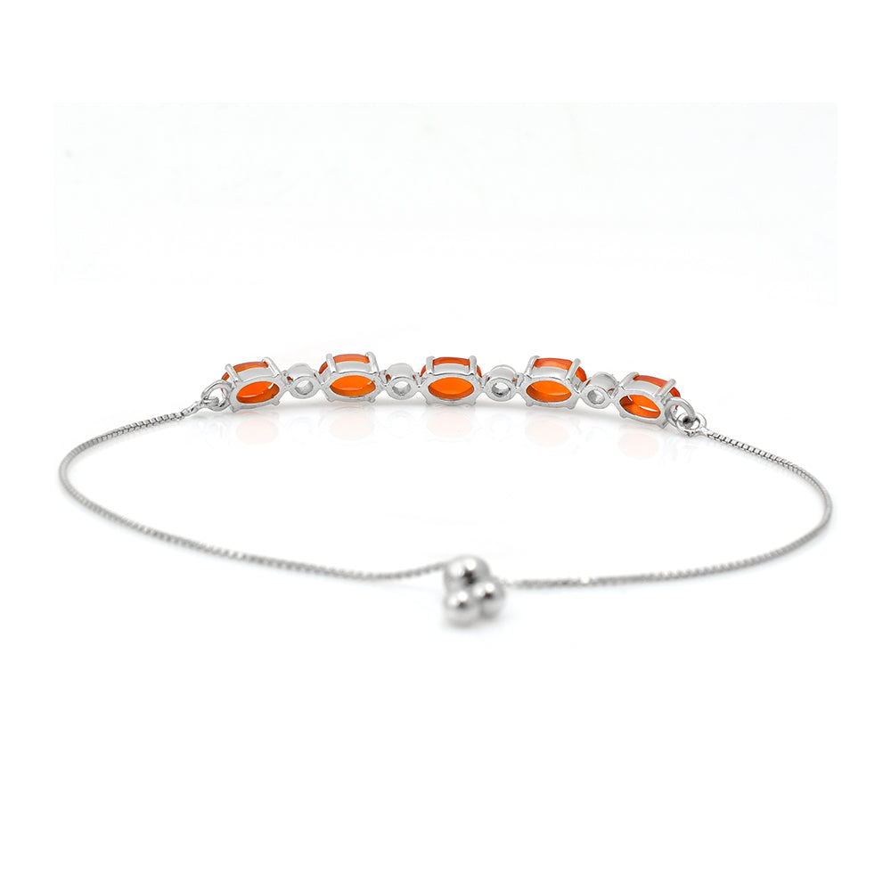 Pulsera de Plata con Ágata Roja y Topacio Blanco 4 