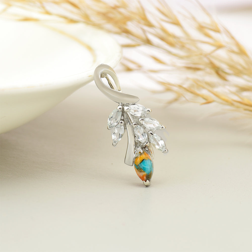 Broche de Plata con Turquesa Ostra