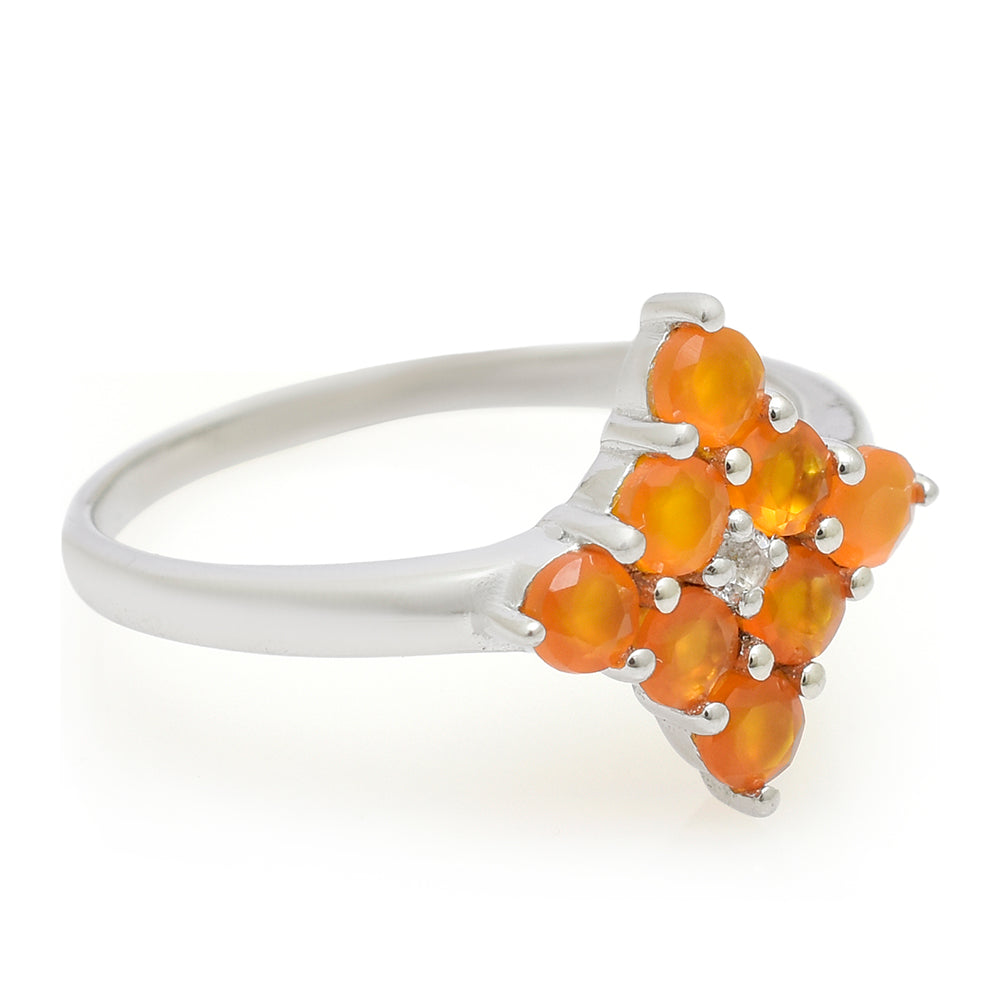 Anillo de Plata con Ágata Roja y Topacio Blanco