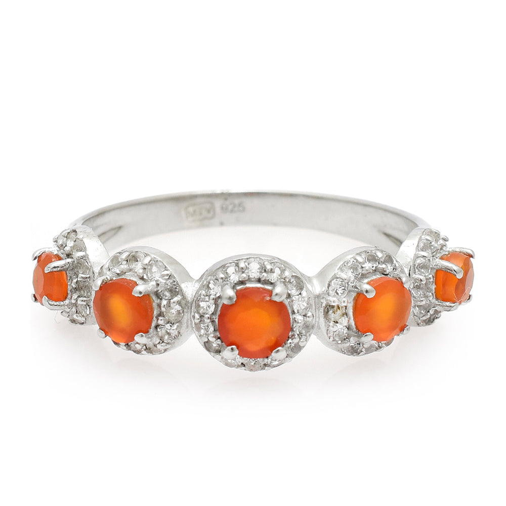 Anillo de Plata con Ágata Roja y Topacio Blanco 1 