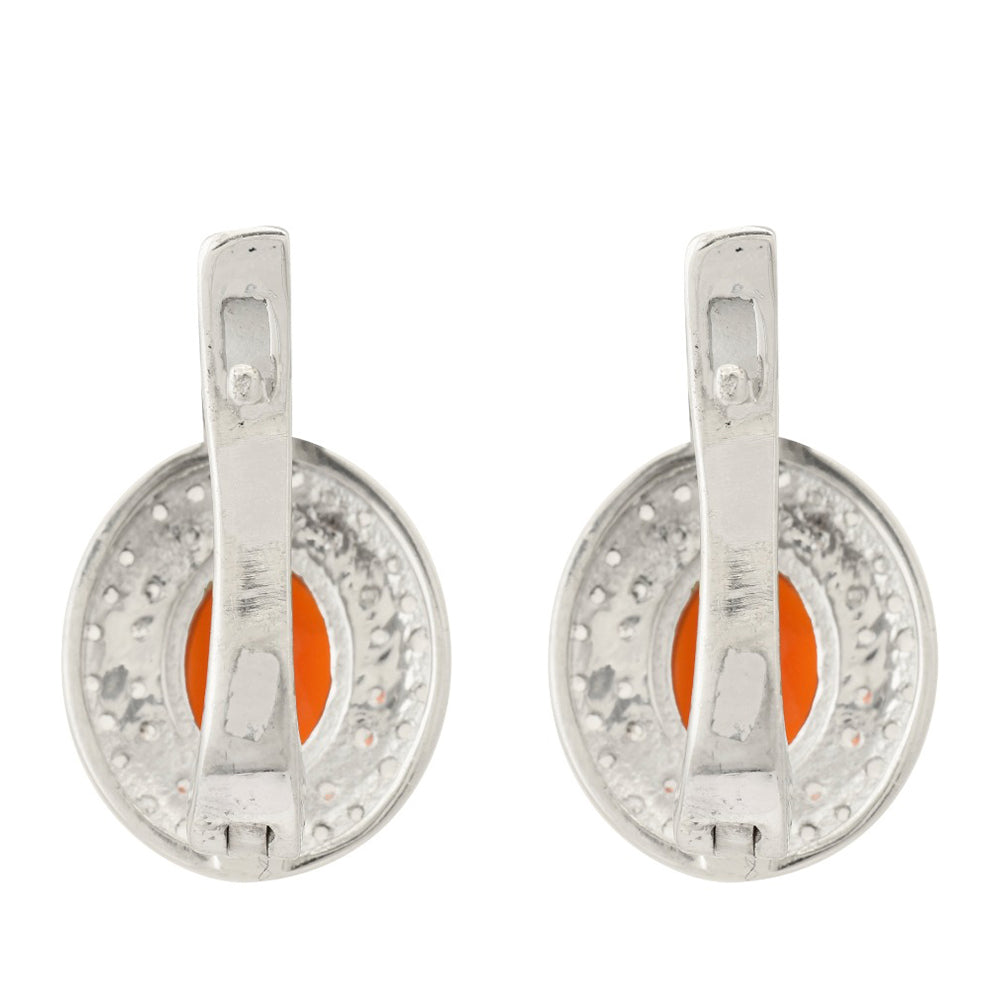 Pendientes de Plata con Ágata Roja y Topacio Blanco