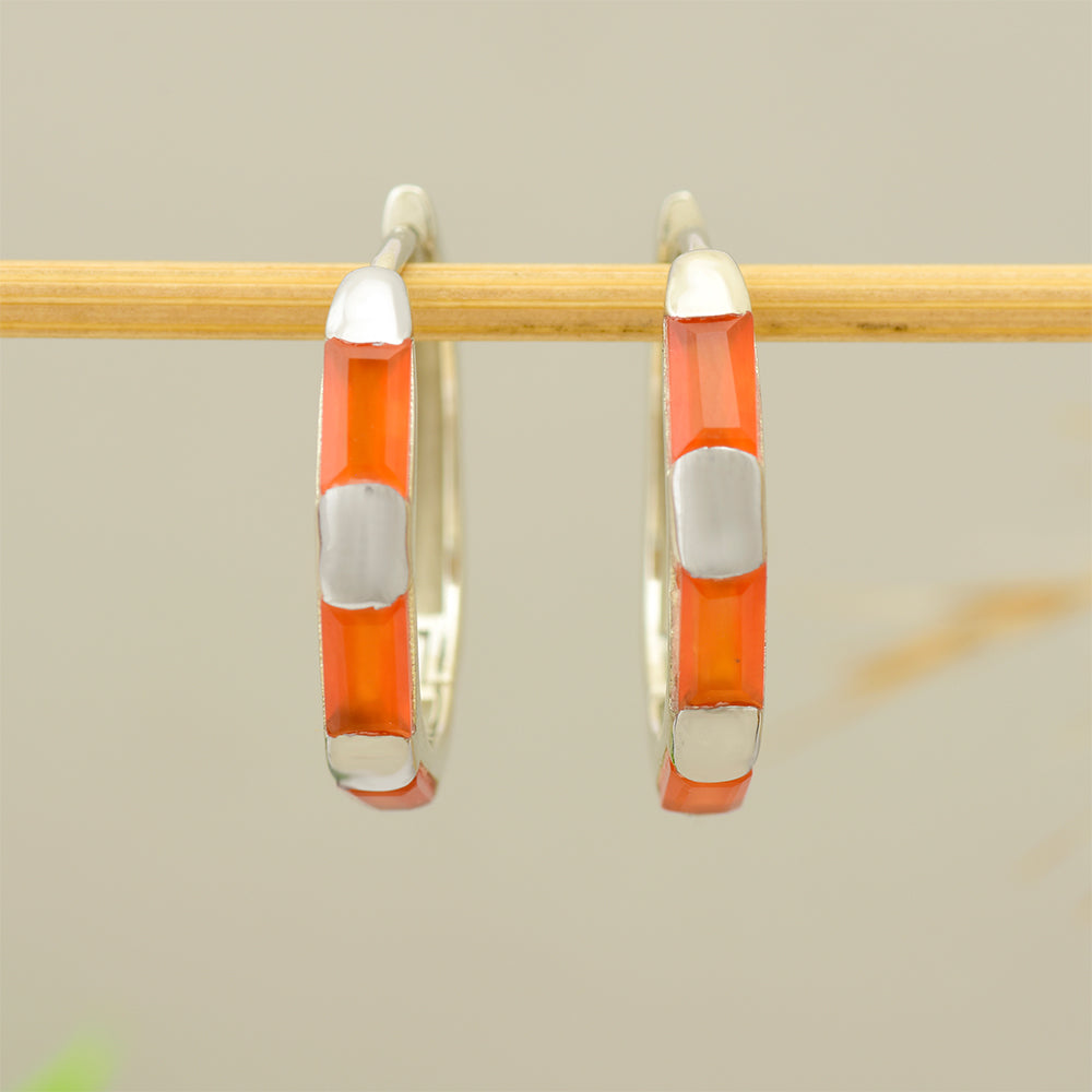 Pendientes de Plata con Ágata Roja 1 