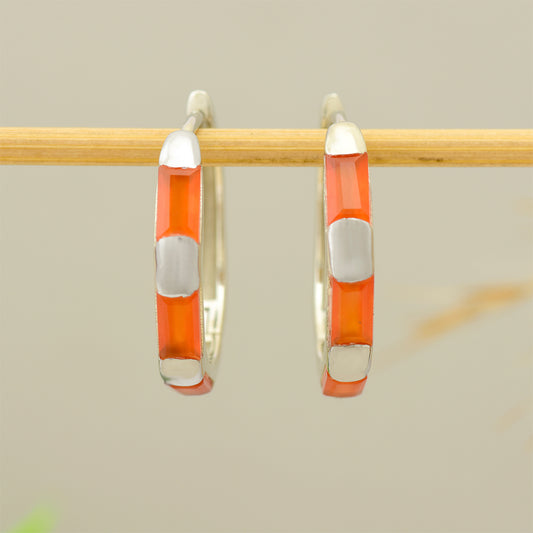Pendientes de Plata con Ágata Roja