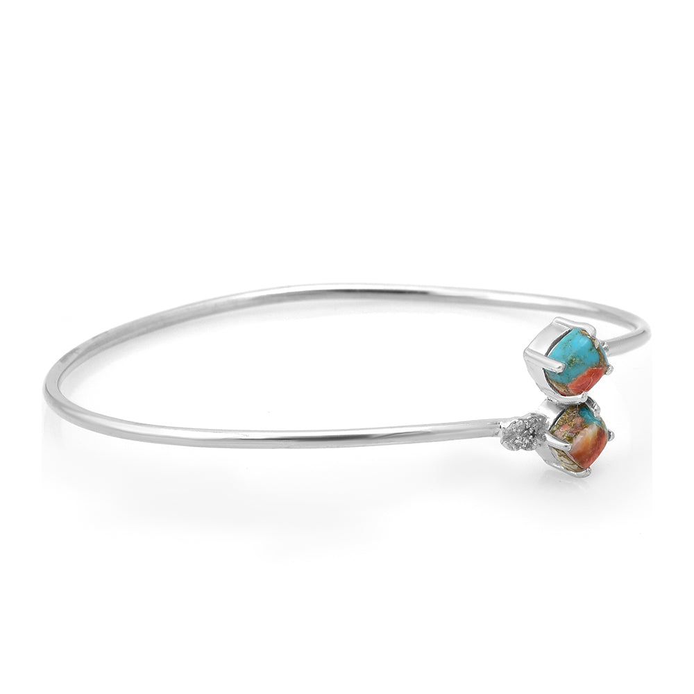 Pulsera de Plata con Turquesa Ostra y Topacio Blanco 2 