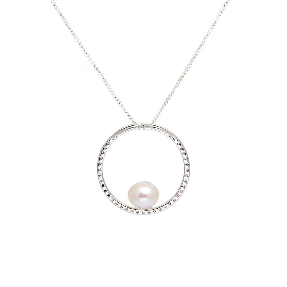 Colgante de Plata con Amatista de Brasil y Perla blanca de agua dulce 4 