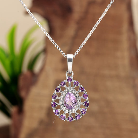 Colgante de Plata con Amatista de Brasil y Topacio Blanco